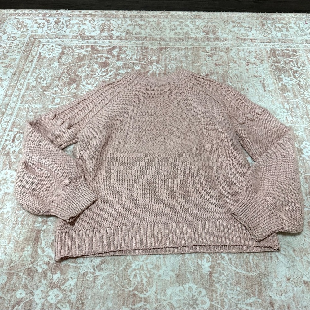 Blush Pink Pom Pom Balloon Sleeve Sweater - Picture 7 of 9